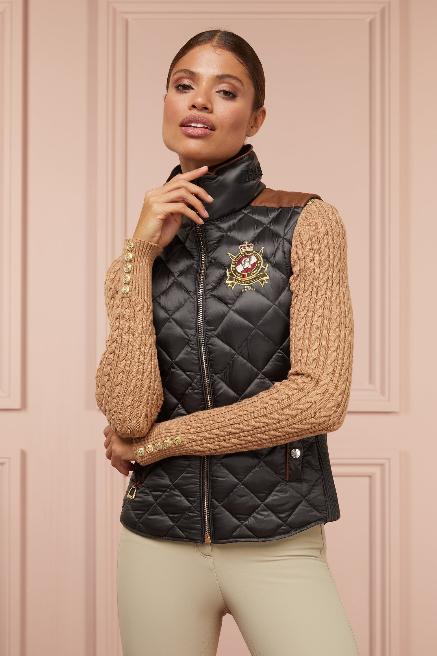 Classic Quilted Pullover - Chocolate / Khaki main image 1