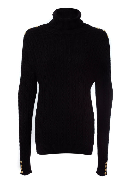 Seattle Roll Neck Cable Knit (Black) – Holland Cooper