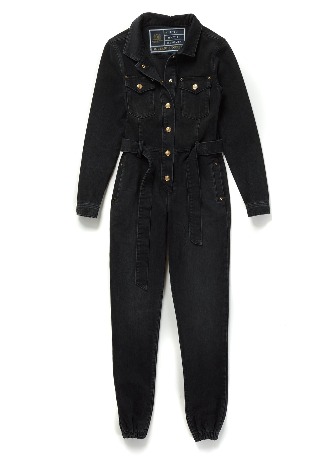Hooded Jogger Jumpsuit in Denim