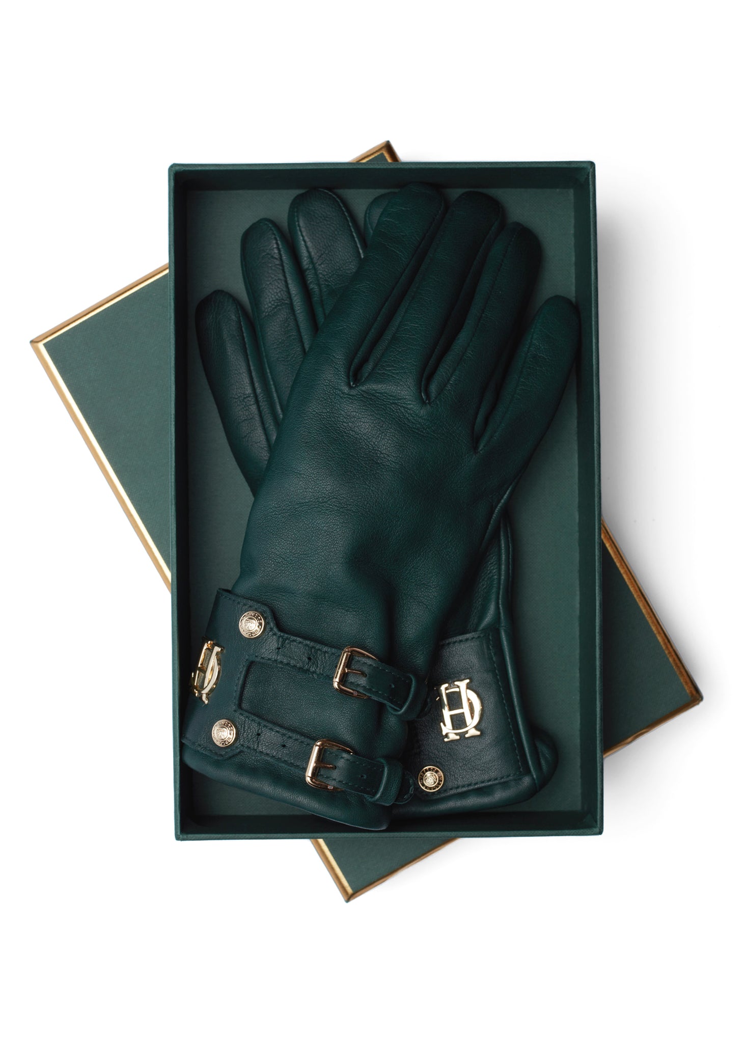 Monogram Leather Gloves (Racing Green)