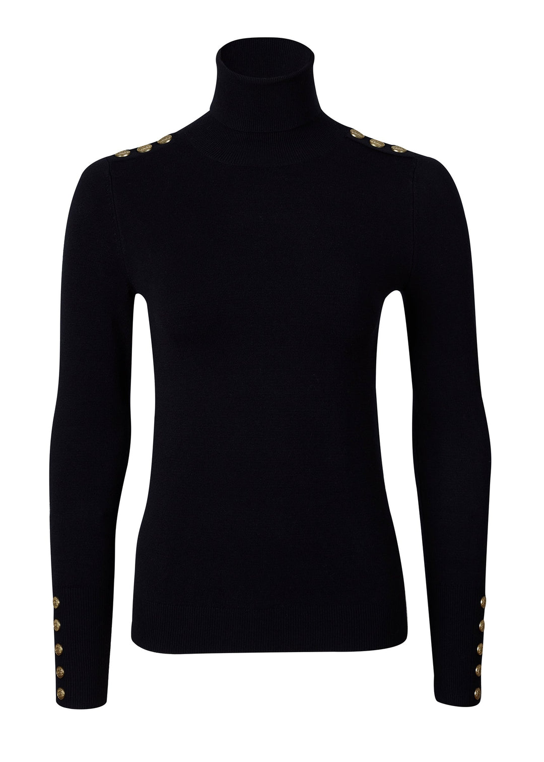 Buttoned Knit Roll Neck (Black) – Holland Cooper