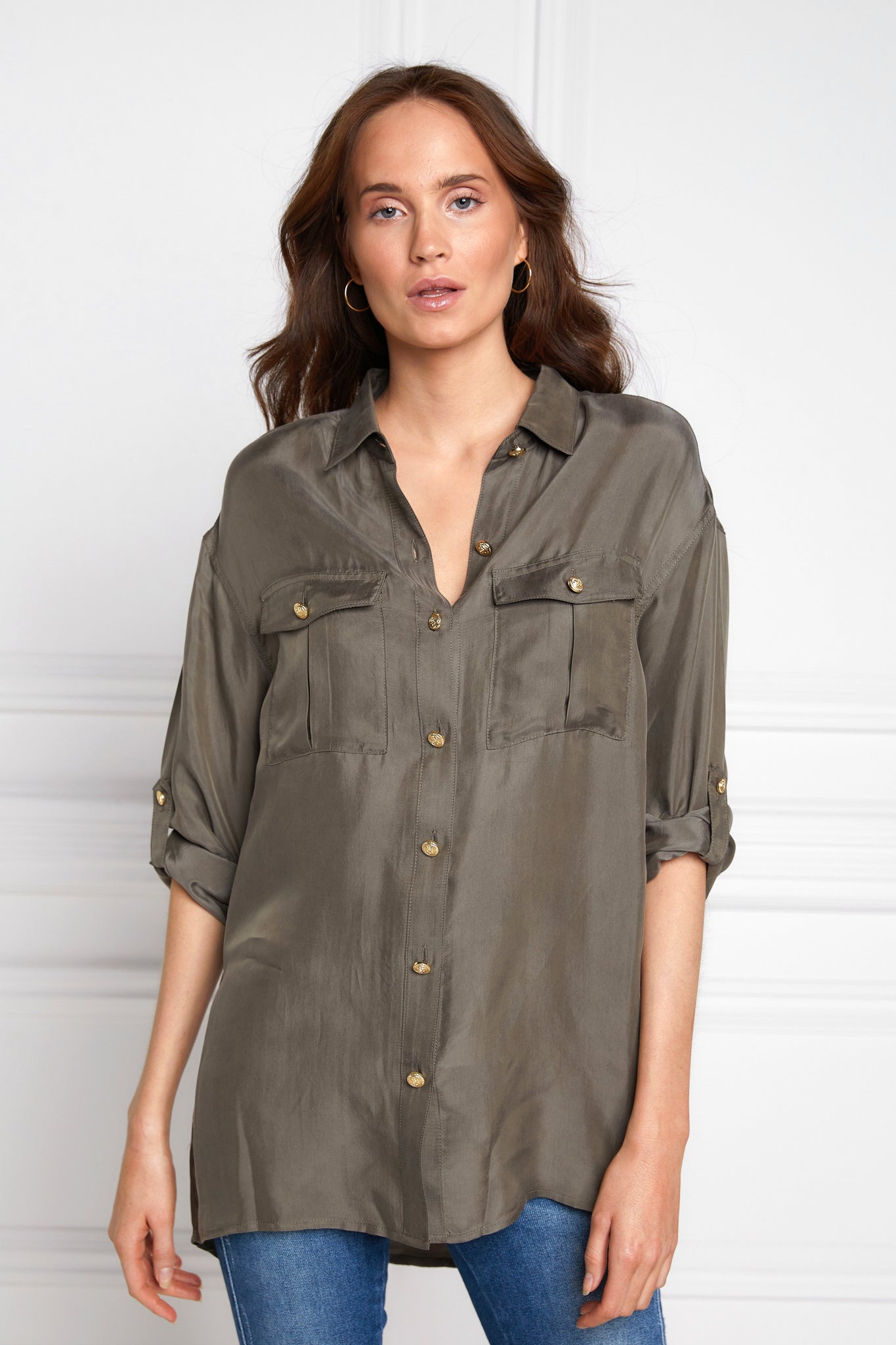 Relaxed Fit Military Shirt (Misty Khaki)