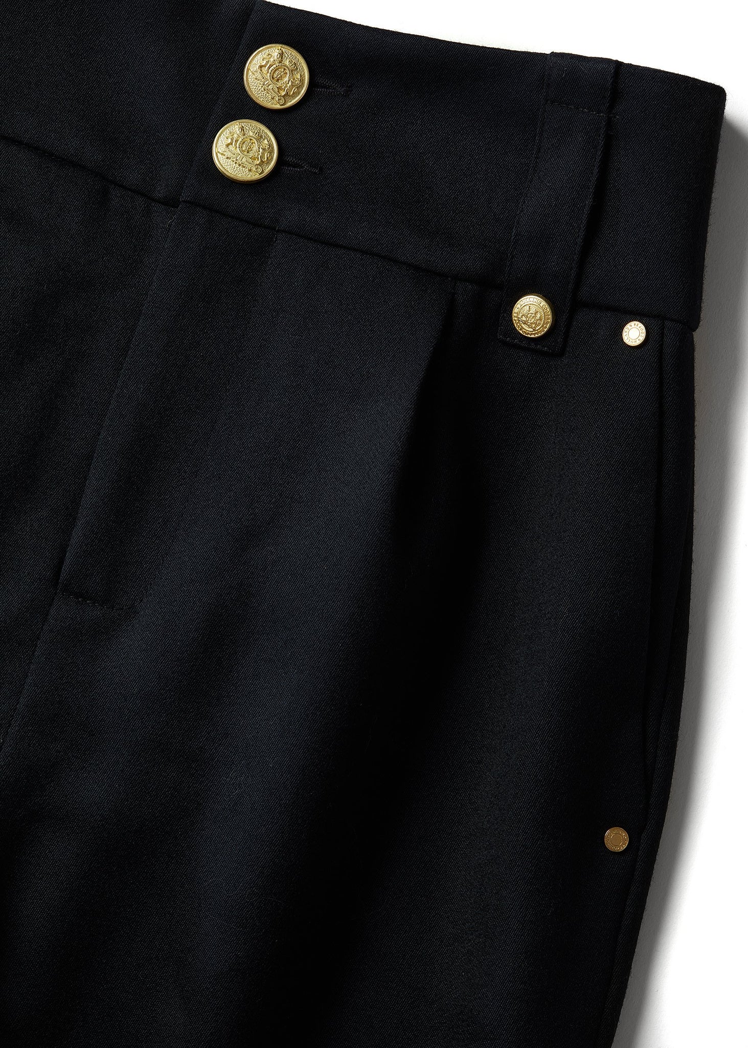 High Waisted Peg Trouser (Navy Barathea)