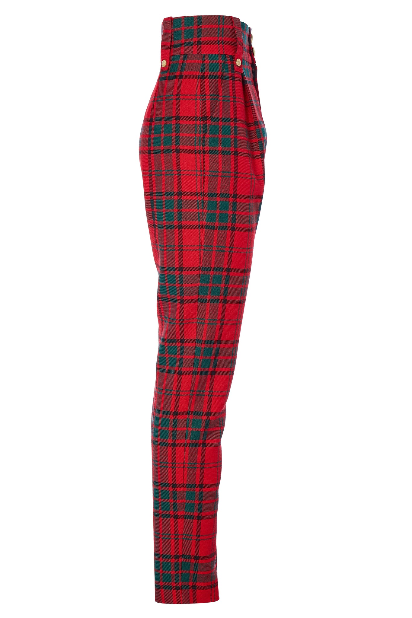 High Waisted Peg Trouser (Red Tartan)