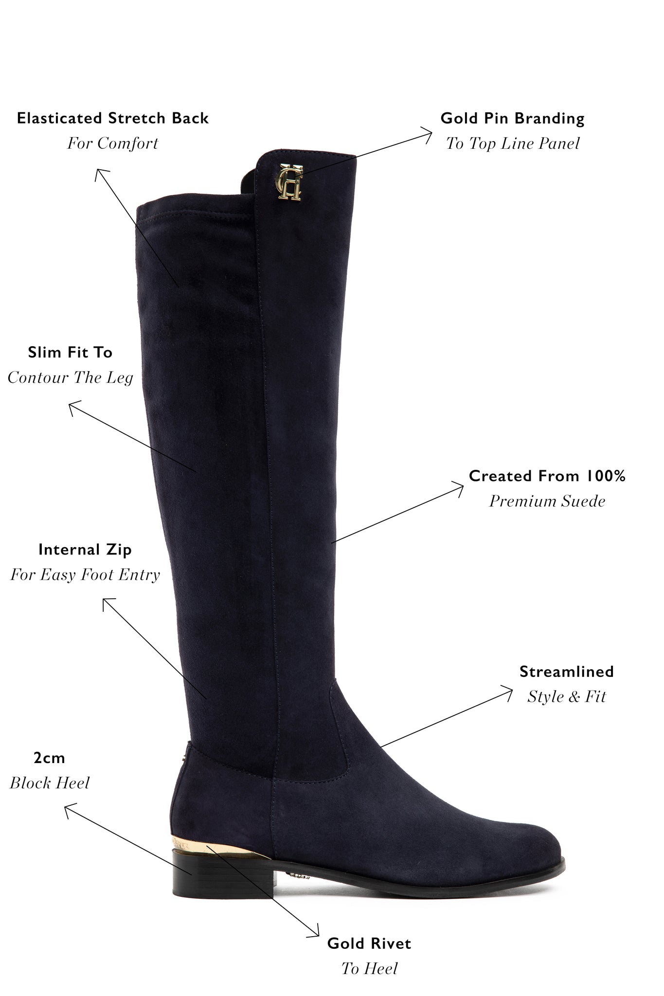 Albany Knee Boot (Ink Navy Suede)