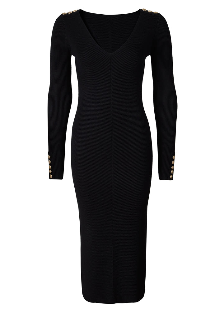 Kensington V-Neck Midi Dress (Black) – Holland Cooper