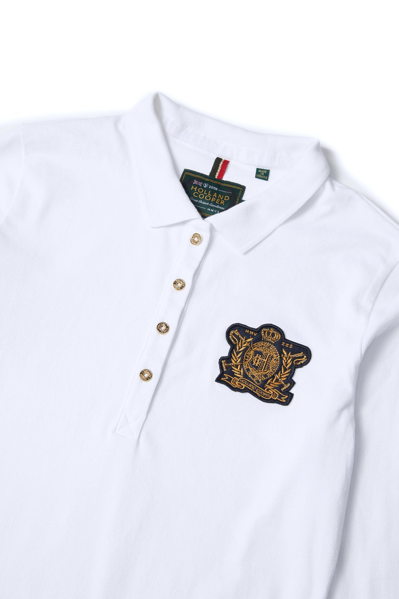 Long Sleeve Crest Polo (White)