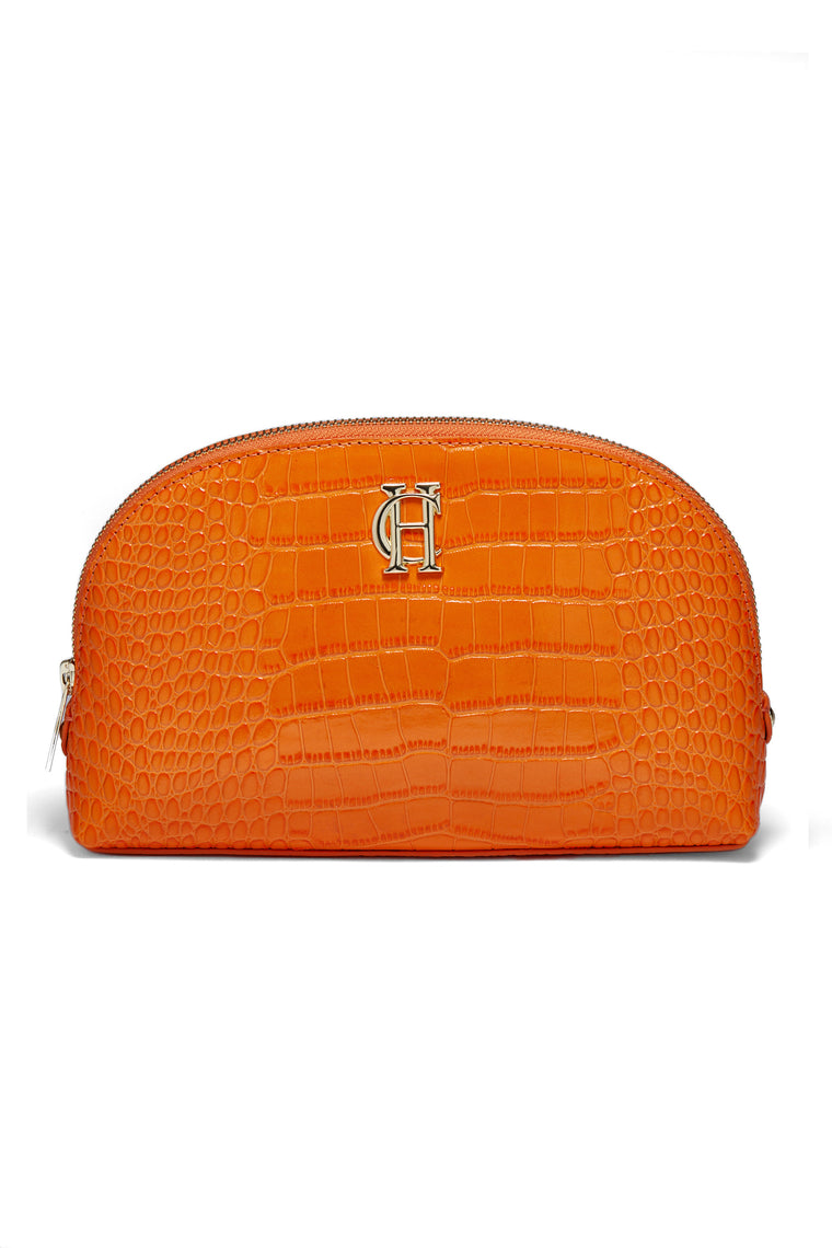 Chelsea Makeup Bag (Orange Croc)