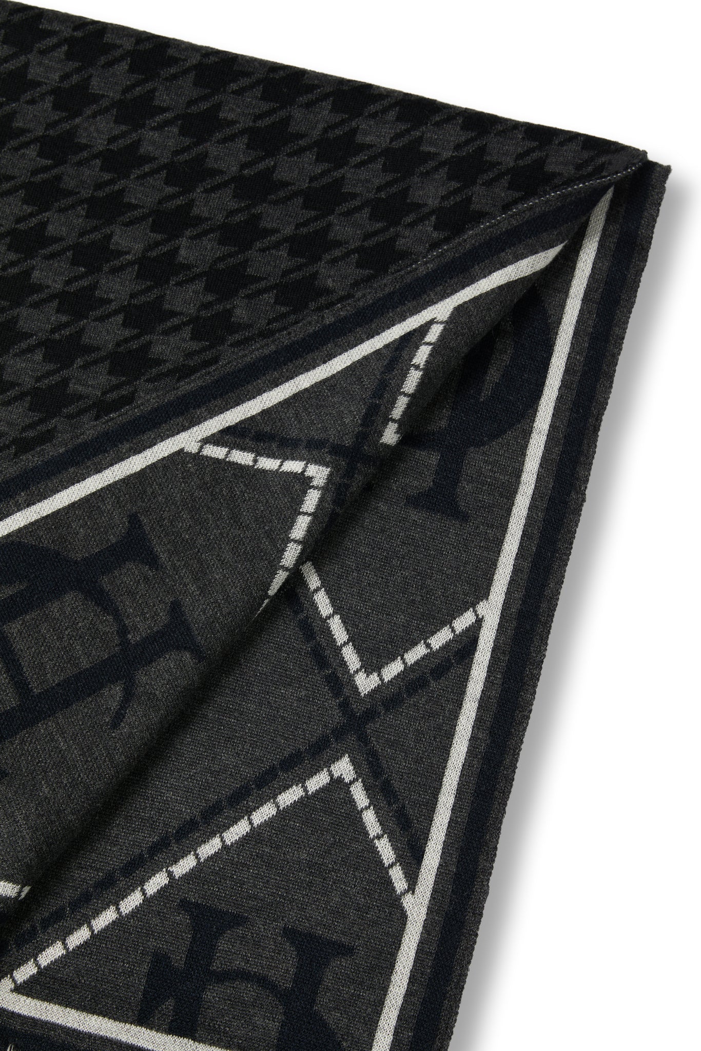 Reversible Monogram Scarf (Charcoal Houndstooth)