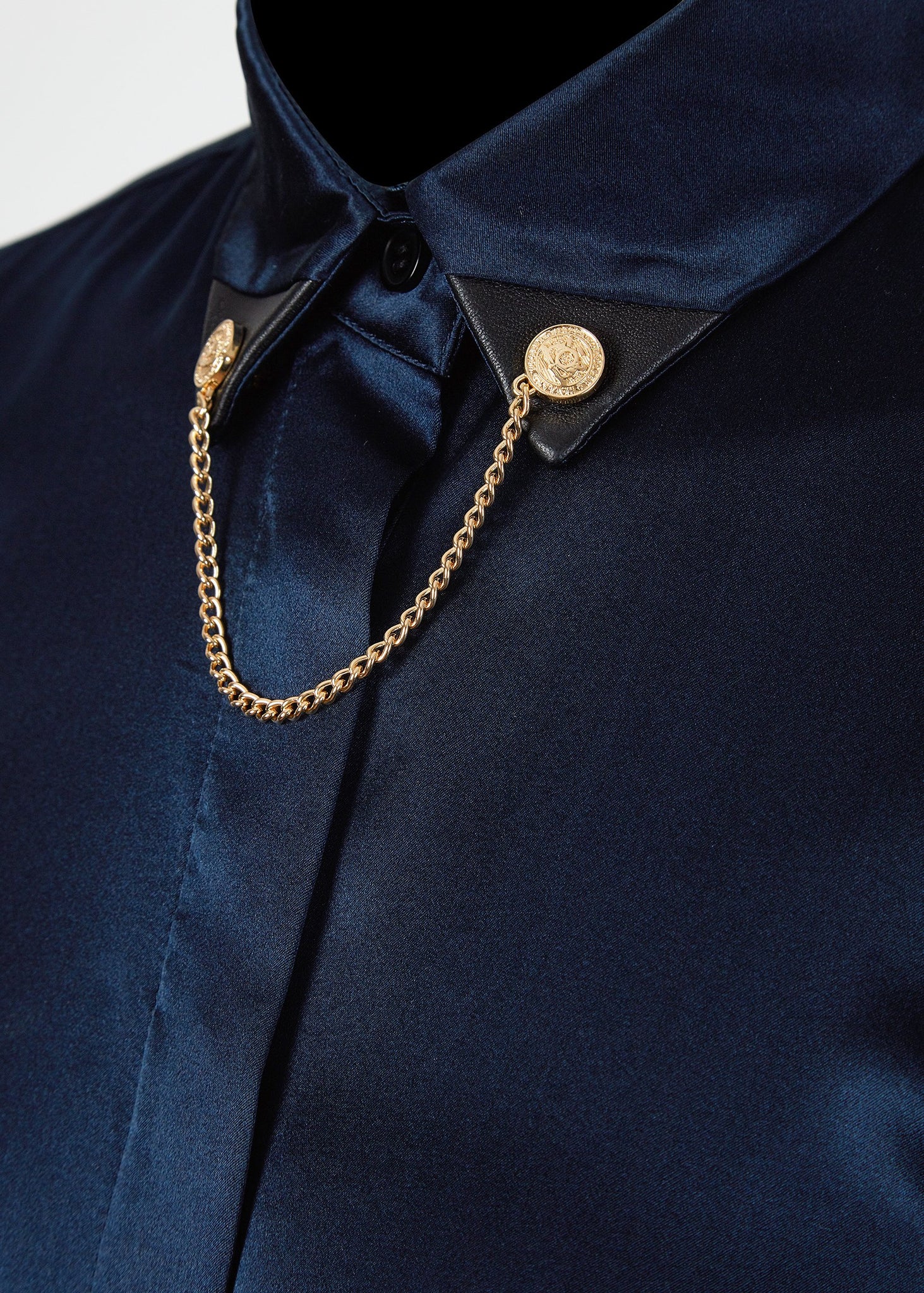 Silk Gold Chain Shirt (Sapphire Blue)