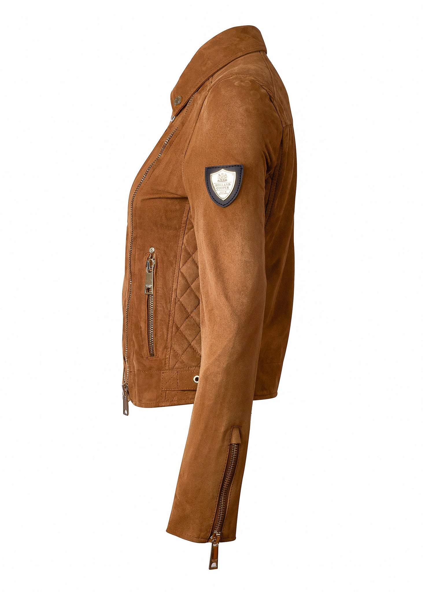 Suede Biker Jacket (Camel)