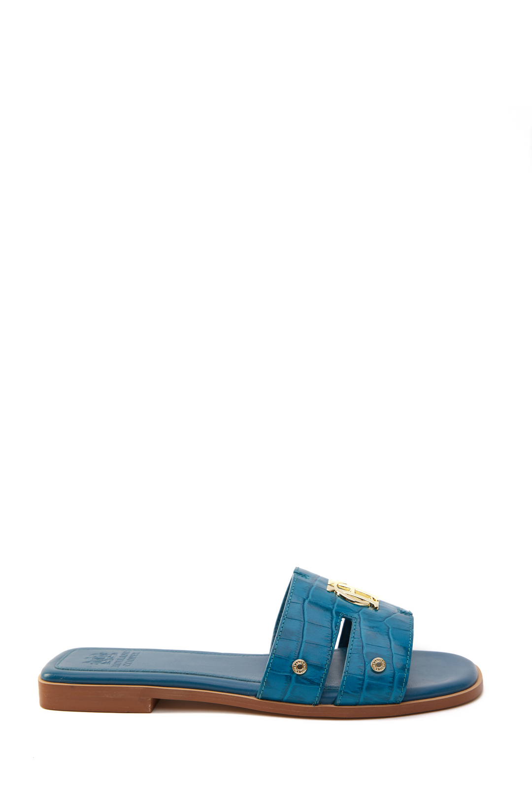 Monogram Slides Monogram Slides (Teal Croc) – Holland Cooper